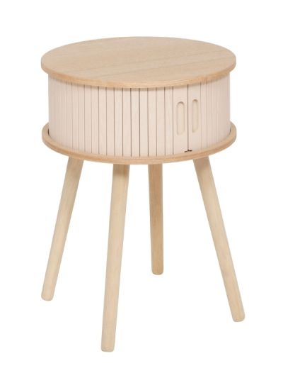 Table De Chevet Déco Avec Ouverture Nysos En Bois Crème 54X40X40Cm