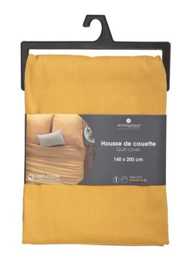 Bettbezug Aus Baumwolle Für Einzelbett Senfgelb 140X200Cm