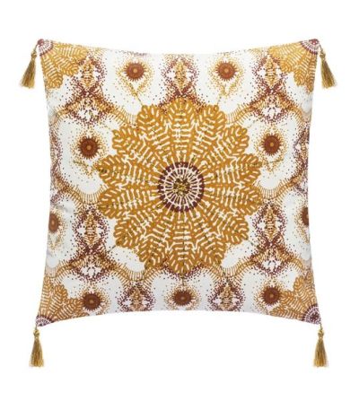 Housse De Coussin Brodée FANCY Ocre 40X40Cm