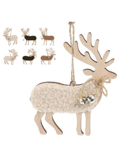 Weihnachtsanhängerholz-Teddy-Rentier13Cm - Sortiert