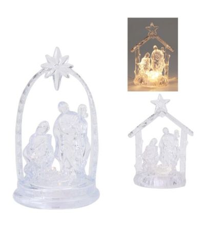 Déco De Noël Nativité En Acrylique Avec Lumières Led  12Cm  - Assortis 