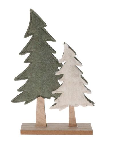Weihnachtsdekorationfilzbäume Mit Holzsockel24Cm - Sortiert