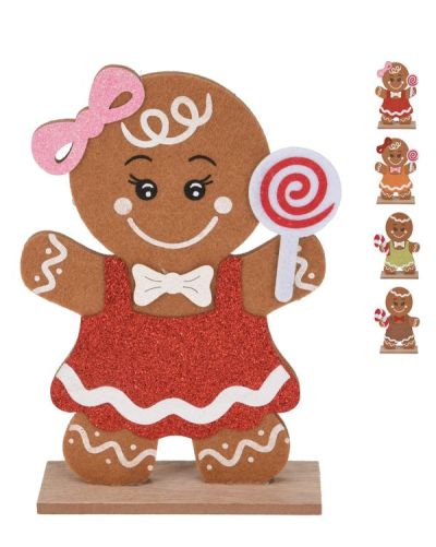 Weihnachtsdekorationfilzkeks Mit Holzsockel18Cm - Sortiert