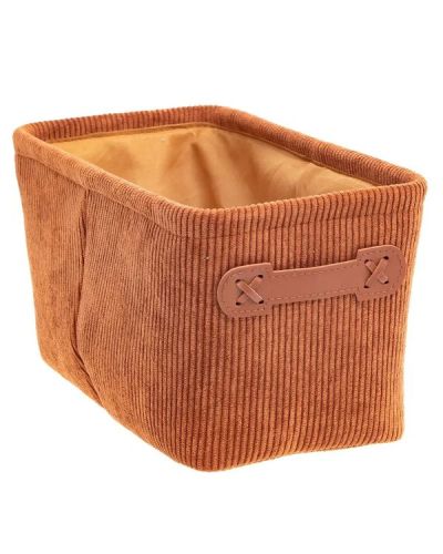 Corbeille En Tissu Corduroy Brun 15X31Cm
