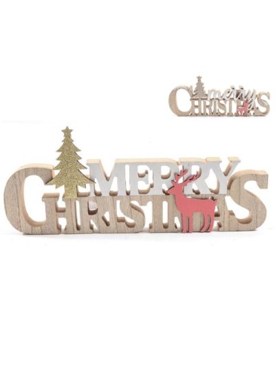 Weihnachtsdeko Aus Holz Schild 34.5X14Cm