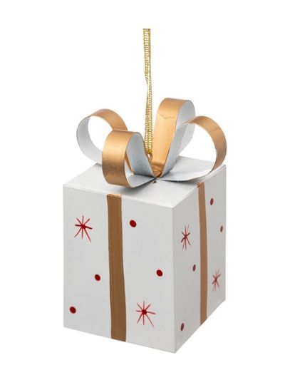 Weihnachts-Anhänger Geschenkbox Aus Metall Weiß 8Cm