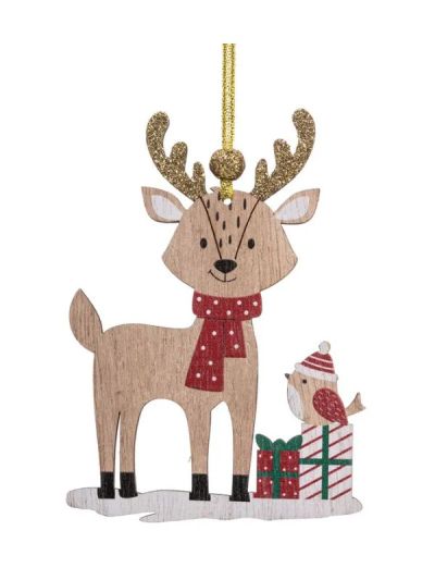 Weihnachts-Anhänger Rentier Aus Holz 10X12,5Cm