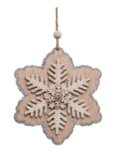 Weihnachts-Anhänger Schneeflocke Aus Holz 10,5X12Cm