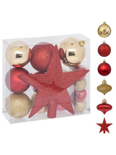 Set Für Weihnachtsbaumschmuck Rot/Gold 18 Stück 