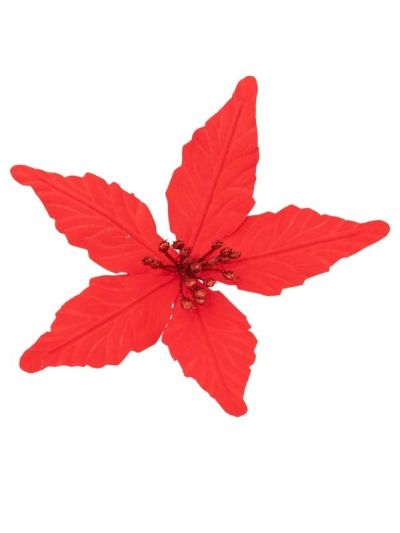 Weihnachtsdeko Rote Blume Mit Klammer 17X22Cm