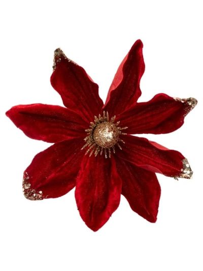 Weihnachtsdeko Rote Magnolie Mit Clip 21X6,5Cm