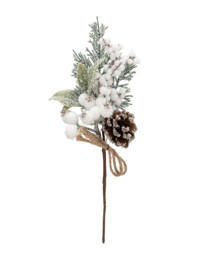 Weihnachtsdeko Weiße Beeren Und Tannenzapfen 10X26Cm