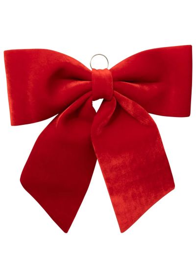 Deco Natalizia Fiocco Rosso In Velluto 67X70Cm