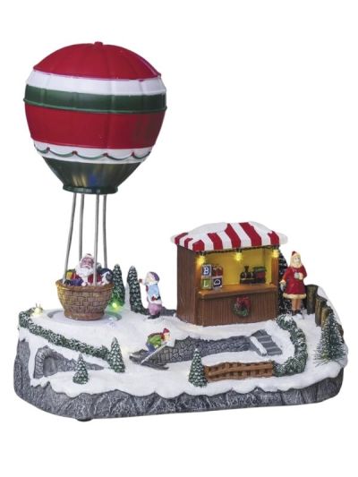 Village De Noël Montgolfière 13,5X24,5Cm