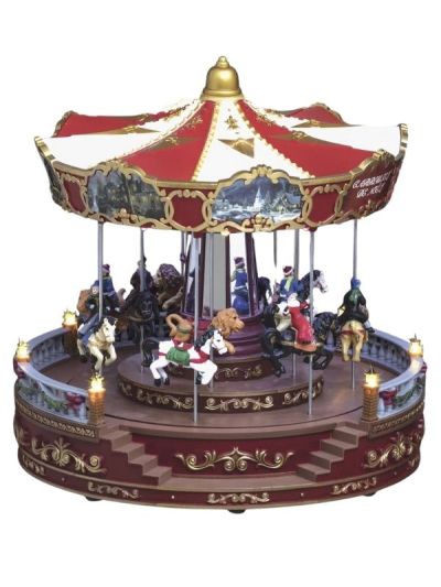 Accessoire Pour Village De Noël Carrousel 30,5X31Cm
