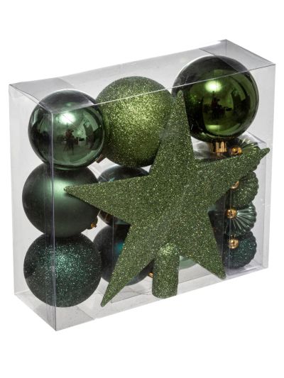 Set Für Weihnachtsbaumschmuck Dunkelgrün 18 Stück 