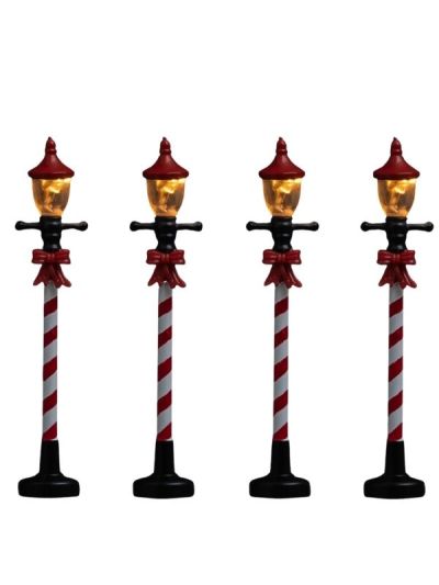 Accessoire Pour Village De Noël 4 Lampadaires 2X10Cm