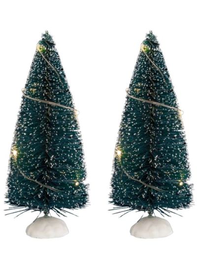 Accessorio Per Villaggio Di Natale 2 Alberi Con Luci 6,5X15Cm