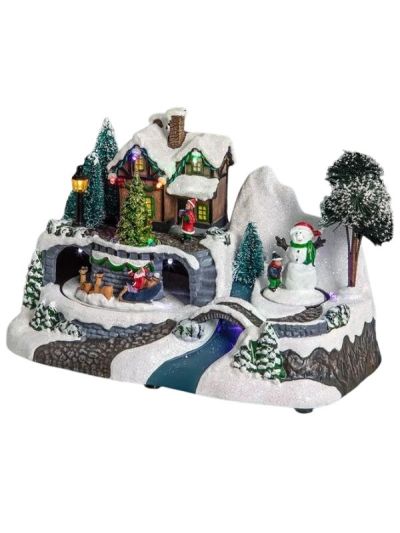 Village De Noël Avec Lumières Led 24X16Cm