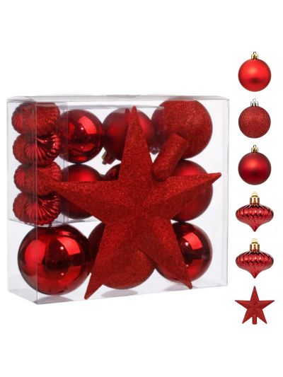 Set Für Weihnachtsbaumschmuck Rot 18 Stück 