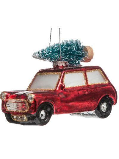 Weihnachtsanhänger Aus Glas Spielzeugauto 6X10Cm