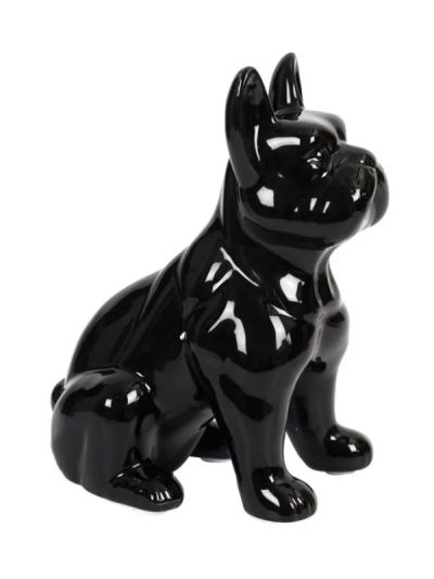 Deko-Objekt Aus Keramik Schwarze Bulldog 30Cm