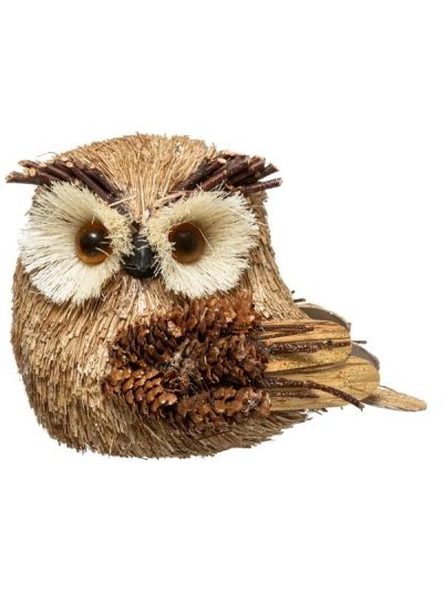 Weihnachtsdeko Eule Mit Tannenzapfen 15Cm
