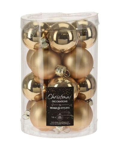 Set Weihnachtskugeln Aus Glas Gold 16 Stücke 3.5Cm 