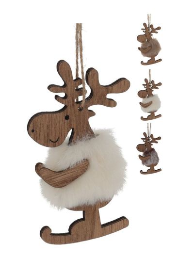 Weihnachts-Anhänger Holz-Rentier 11Cm - Sortiert