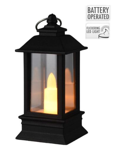 Déco Natalizia Lanterna Nera Con Candela A Led 4X9Cm 