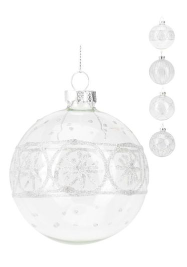 Weihnachtskugel Aus Glas Glitter 8Cm - Sortiert