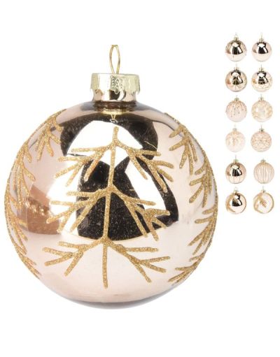 Weihnachtskugel Aus Glas Glitter Gold 8Cm - Sortiert