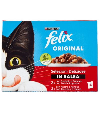 FELIX Original Délices En Sauce Coniglio, Poulet, Canard, Dinde 10X85G