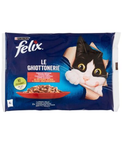 FELIX Le Ghiottonerie Gelée Bœuf Et Poulet 4X85G