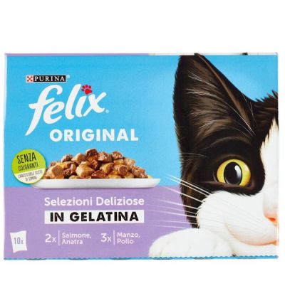 FELIX Original Gelée Bœuf, Poulet, Saumon, Canard 10X85G