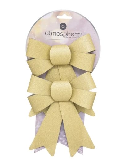 Weihnachtsschleife Gold 2 Stück 18Cm