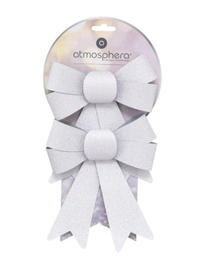 Weihnachtsschleife Silber 2 Stück 18Cm