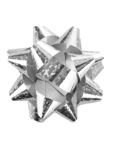 Set Aus 2 Sortierten Silbernen Weihnachtsschleifen