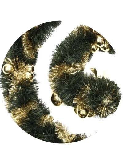 Couronne De Noël Vert Et Or Avec Boules 270Cm