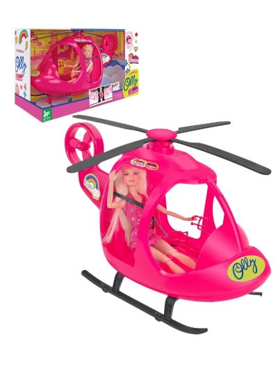 Jeu De Fille Olly Poupée Avec Hélicoptère 40X25X15Cm