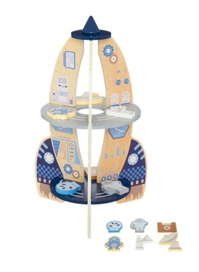 Gioco In Legno A Tema Razzo Spaziale 60Cm