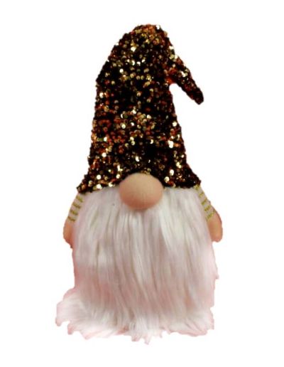 Weihnachtswichtel Mit Schwarz-Goldener Mütze Und Led-Licht 40Cm 