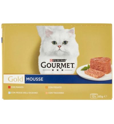 GOURMET Gold Patè Bœuf, Foie, Poisson, Dinde 12X85G