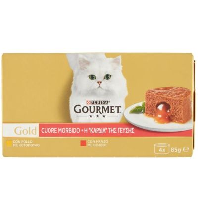 GOURMET Gold Cœur Tendre Bœuf Et Poulet 4X85G