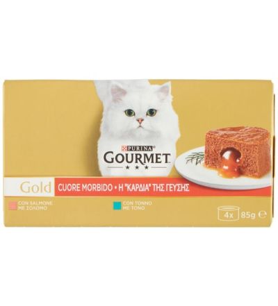 GOURMET Gold Cœur Tendre Thon Et Saumon 4X85G