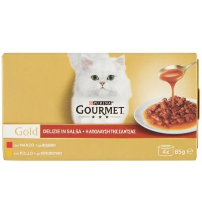 GOURMET Gold Délices En Sauce Bœuf Et Poulet 4X85G