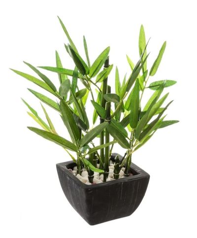 Bambou Artificiel Deco Avec Vase En Céramique 26Cm