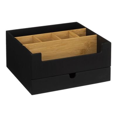 Schwarzer Holz-Organizer Natureo  26X24X13Cm