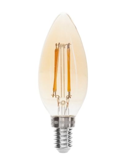 Lampadina Led A Candela C35 Filamento Dritto E14 Ambra 