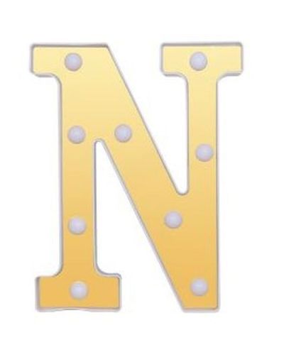 Buchstabe N Dekoratives Gold Und Weiß Mit Led-Leuchten 22Cm
